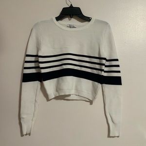 LUCY PARIS White and Navy Cropped Sweater